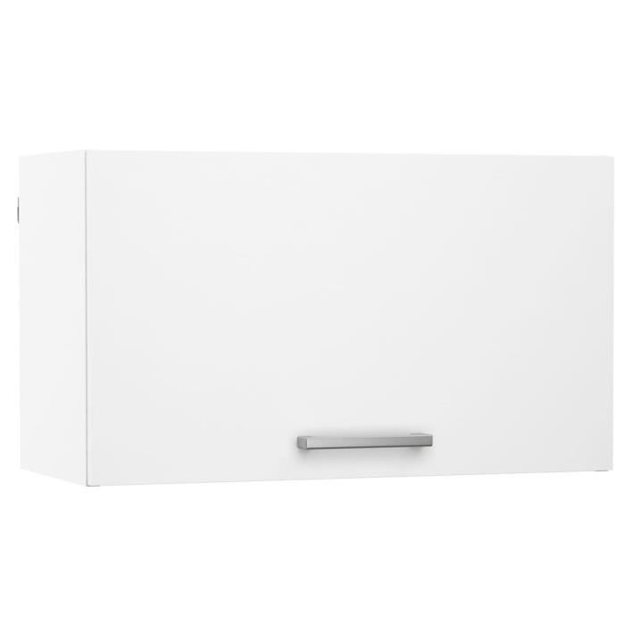 Meuble De Cuisine Haut Sur Hotte 1 Porte Coloris Blanc Dim L60 X P28 X H35 Cm Achat Vente Meuble Sous Evier Meuble De Cuisine Haut Blanc Soldes