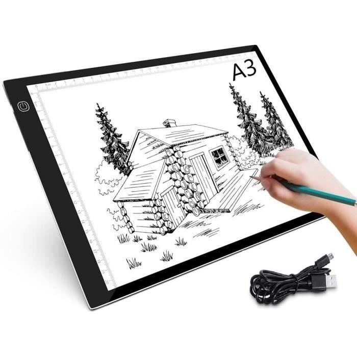 Tablette Lumineuse A3 Rechargeable JSKLAMP - Pour Dessin, Diamant Painting, Découpe Vinyle, Luminosité Réglable