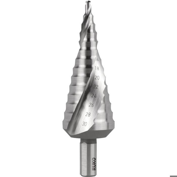 Foret étagé RUKO 101052T – 4-30mm, HSS Revêtu TiN, Longueur 100mm