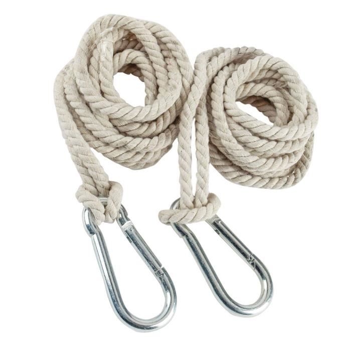 Sangles d'arbre Sweang Hamac en coton suspendu corde réglable crochets de swing Strap Accessoires de jardin 4m 2pcs