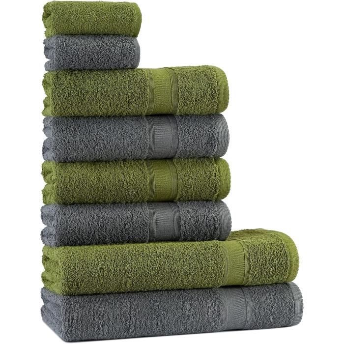 Lot 2 Serviettes De Bain + 2 Draps De Bain TODAY - 100% Coton 450g/m² - Coloris Paon - Certifié Oeko-Tex