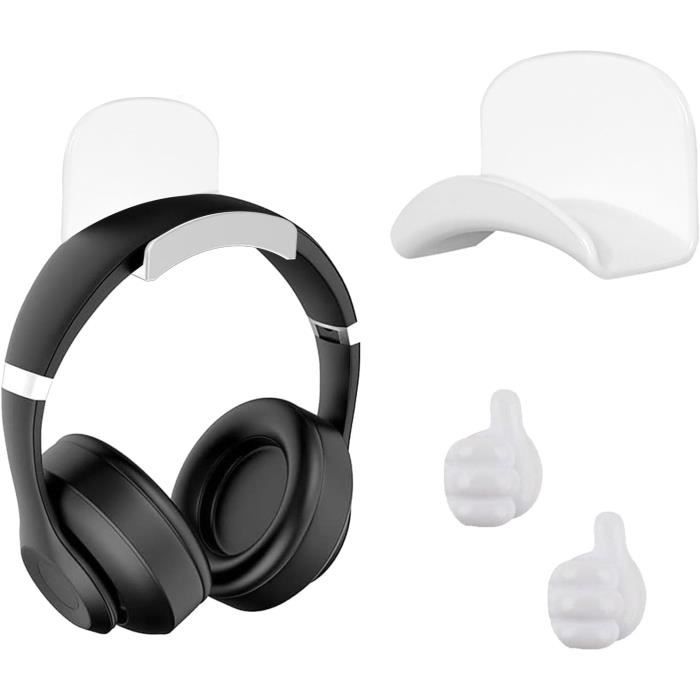 Support Casque Universel KARELLS 4pcs - Crochet Adhésif Fort Pour Bureau/Mural - Noir