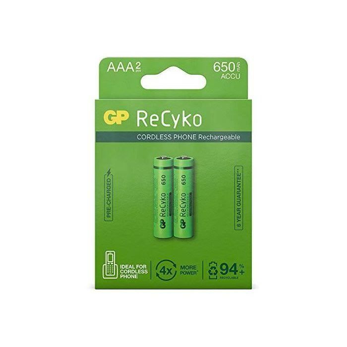 GP ReCyko+ 2 Piles AAA Micro Batterie DECT téléphone 2900434240001
