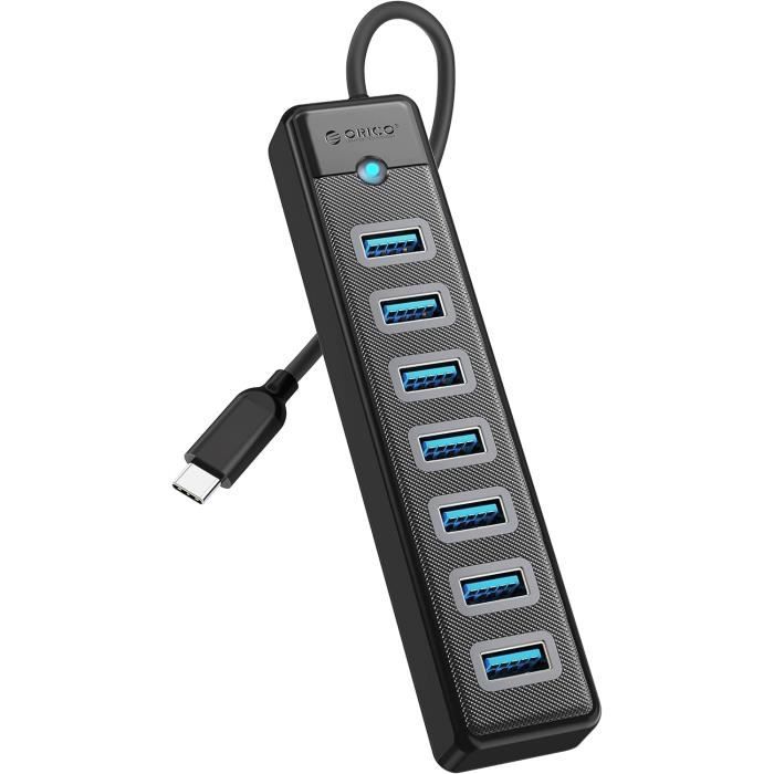7 Port Hub USB 3.0 - Aluiniu Hub USB Avec 120c Câble Pour PC Bureau