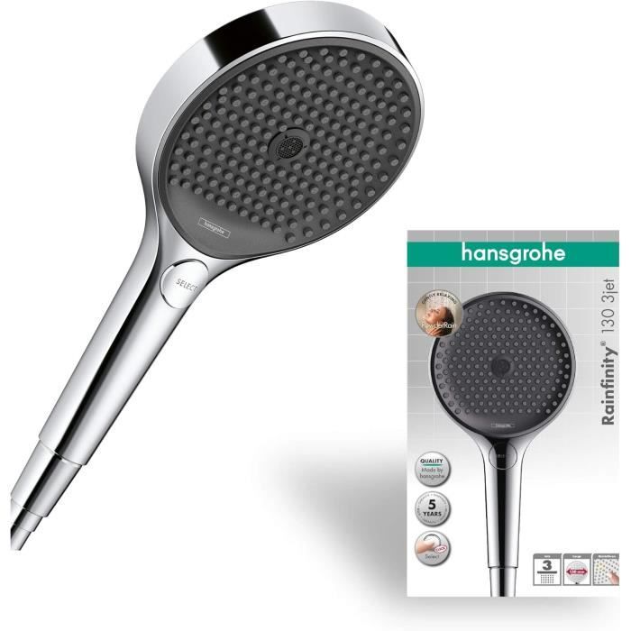 Pommeau De Douche HANSGROHE Rainfinity EcoSmart 100 Noir Chromé Brossé - Bricolage