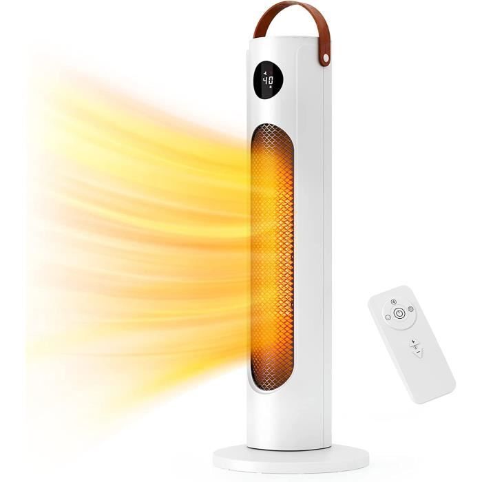 Chauffage D'appoint Soufflant 2000W PTC - 4 Modes, Minuterie 9h, Oscillation 70°, Télécommande - Silencieux Et Sécurisé (anti-basculement, Surchauffe) - 4