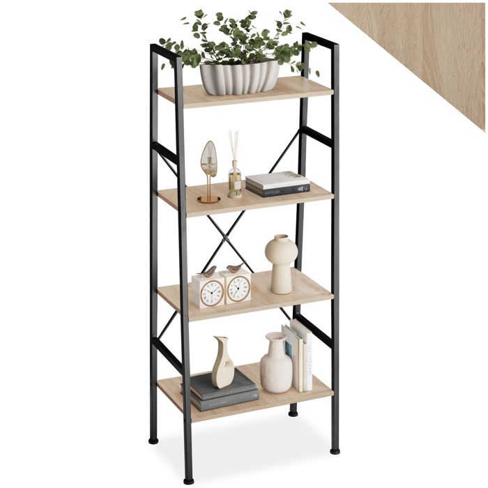 Étagère - TECTAKE - Étagère NEWCASTLE avec 4 étages en bois MDF au style industriel 575 x 355 x 139 cm - Bois clair/Chêne Sonoma