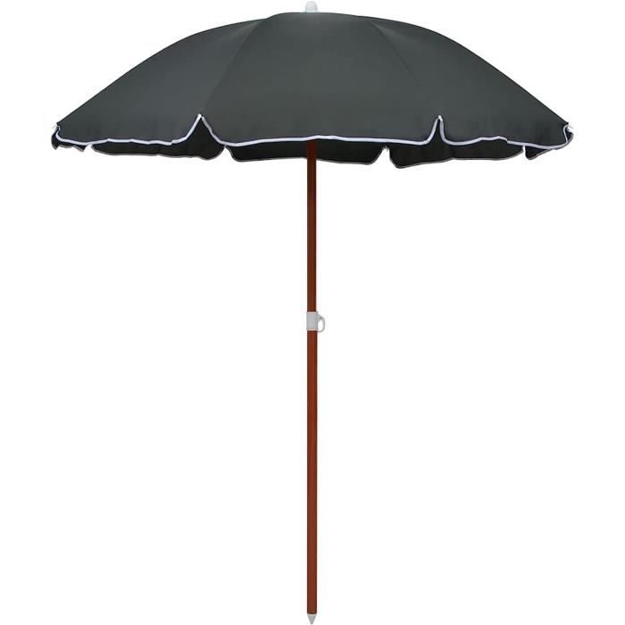 Parasol De Jardin Camp Active ⌀170 Cm - Rayé Rose/Blanc - Mât Avec Pointe Pour Plage Et Balcon - Inclinable