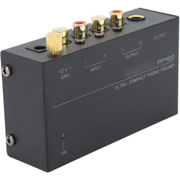 Preampli Phono Pour Platine Vinyle - Entrée MM, Sortie RCA, Réduction Bruit - Noir Préampli Phono Hospaop