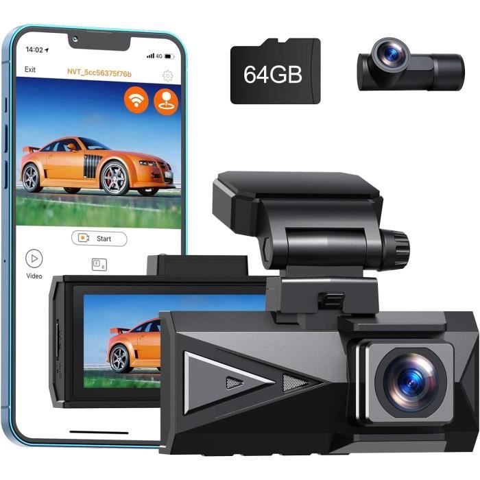 4K Dashcam Avant Arrière, 4K+4K 30Fps Wifi Gps Dashcam Voiture 3,16
