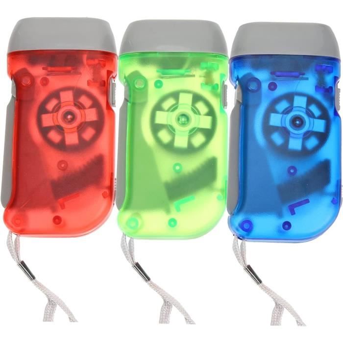 Lot 3 Lampes De Poche Manivelle LED Rechargeables – Torche Dynamo Portable Sans Pile – Camping, Urgence, Randonnée (Couleurs Aléatoires)