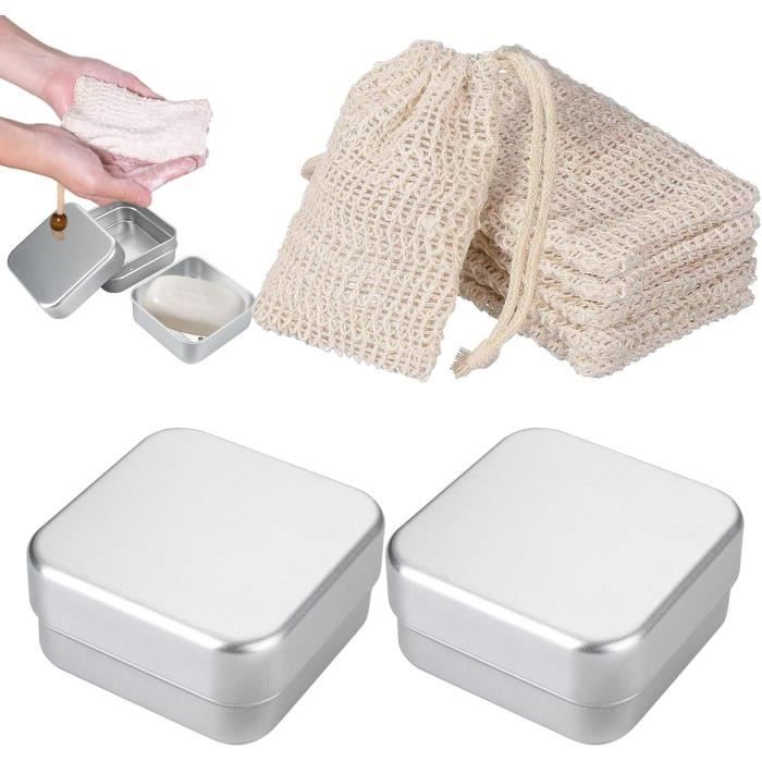Lot 3 Boîtes à Savon Aluminium + Égouttoir + Sac Sisal – Taille L Voyage & Quotidien
