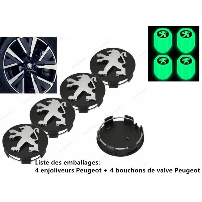 Lot de 4 centre de roue cache moyeu Remplacement pour Peugeot 60mm