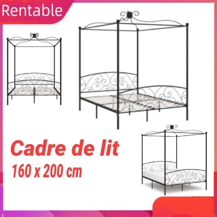 Poteaux De Lit à Baldaquin En Métal Style Spirale - Support Moustiquaire 4 Coins Queen Noir