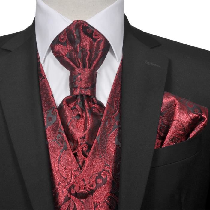 Set De Gilet De Mariage Homme Paisley Taille 48 Bordeaux Achat