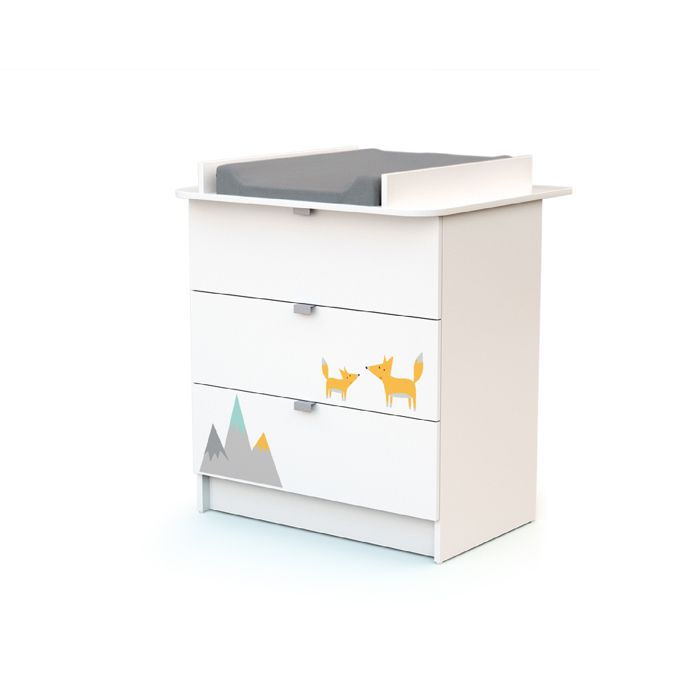WEBABY - Commode à langer 3 tiroirs en bois ALBA Blanc et Multicolor - Taille unique WEBABY - Commode à langer 3 tiroirs en bois ALBA Blanc et Multicolor - Taille unique