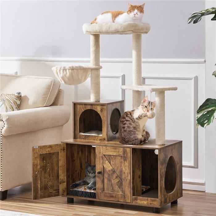 Yaheetech Maison de Toilette pour Chat Cache Litière Meuble pour Bac à Litière Minimaliste Blanc