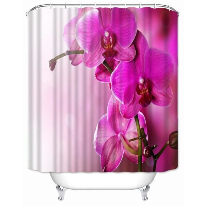 Rideau De Douche Vert Fleurs – Tissu Satiné Transparent, Neuf Sans étiquette