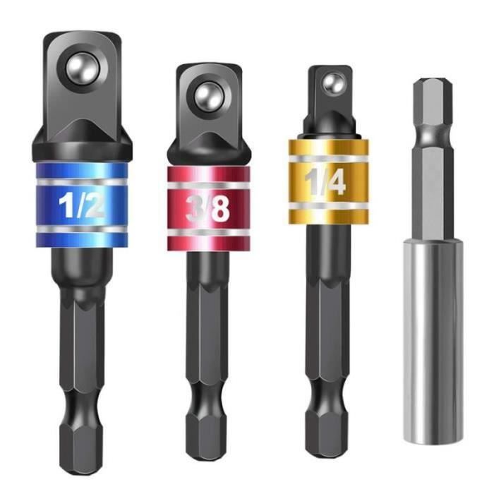 Kit D’adaptateurs Flexibles Pour Perceuse — Tiges Hexagonales 1/4, 3/8, 1/2 Pouce — Permet D’atteindre Les Angles Difficiles