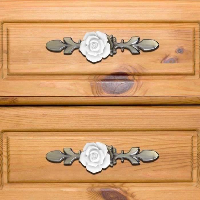 Boutons De Mode En Céramique Fleur Rose, Tiroir, Armoire De Porte