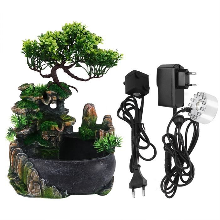 Fontaine D'intérieur De Bureau Zen - Avec Roue Feng Shui Et Boule Cristal - Vaporisateur Inclus - Résine (30x20x36 Cm)