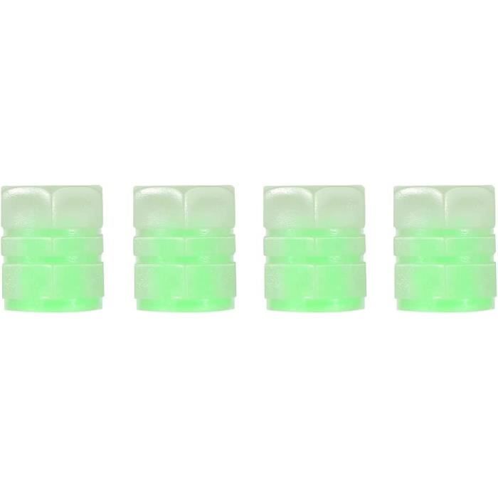Lot De 10 Bouchons De Valve Phosphorescents Pour Pneus - Valve Schrader, Vert Fluo, Visibles La Nuit - 10