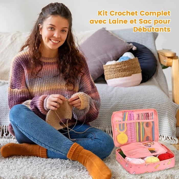 Kit Crochet Complet Pour Débutants, 59 Pièces Set Crocheter Tricot Facile Pour Adulte, Aiguilles à Crochet Ergonomique En [112] - Beaux-Arts Et Loisirs Créatifs