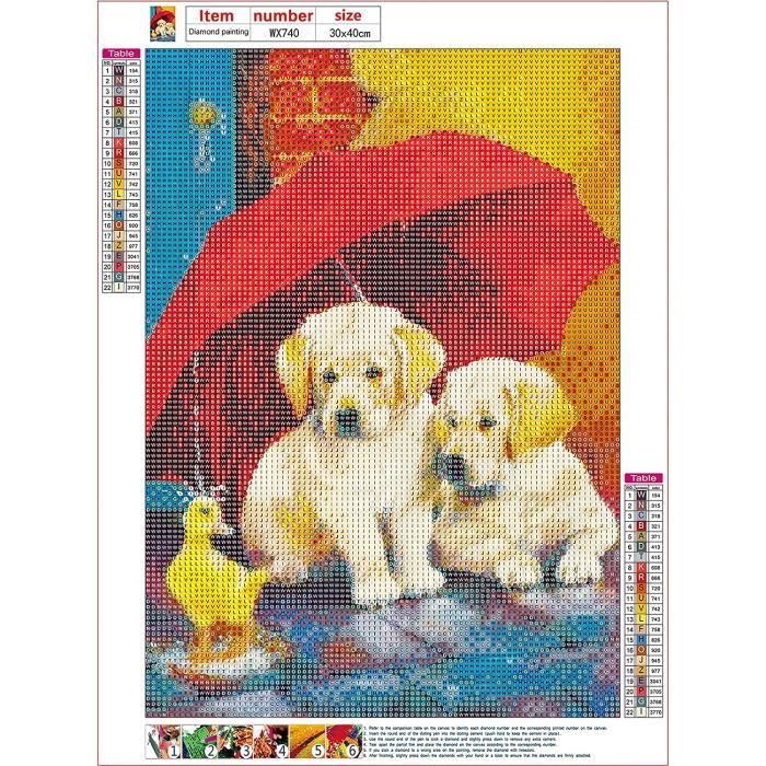 DAERLE Peinture Diamant Adulte Chiot Mignon, 5D Diamond Painting