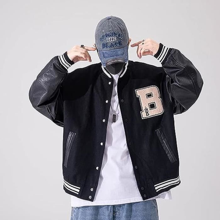 Veste de Baseball Homme Manteau Varsity Jacket Blouson Homme