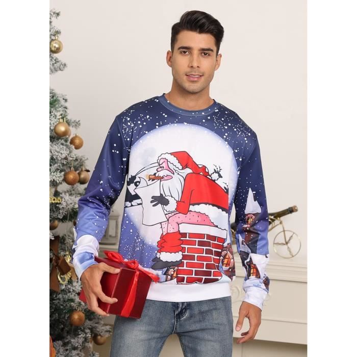 SWEATSHIRT Homme Moche Noel Impression 3D Sweat De Noel Jumper Tops A Manches Longues pour Femmes Hommes Vert anglais Cdiscount Pret a Porter