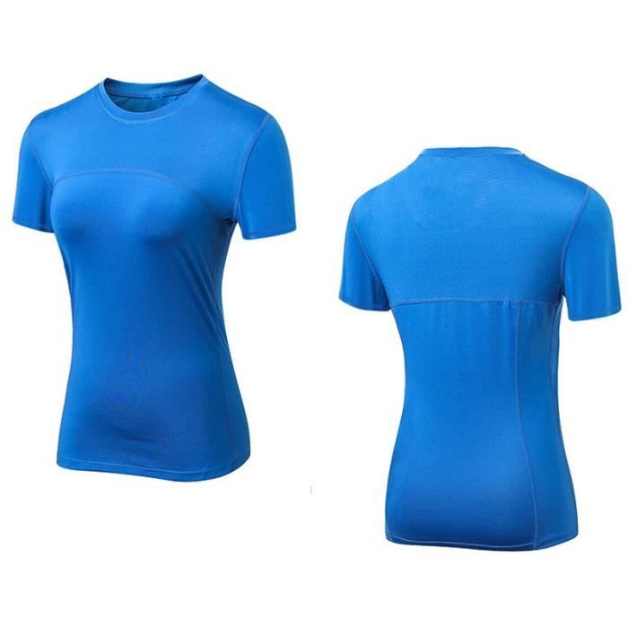 T-Shirt Sport Femme Fitness Manches Courtes Maille Séchage Rapide Pour Yoga  Course Musculation Jogging Noir - Cdiscount Sport