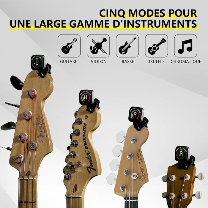Accordeur précis et facile à utiliser pour guitare basse ukulélé