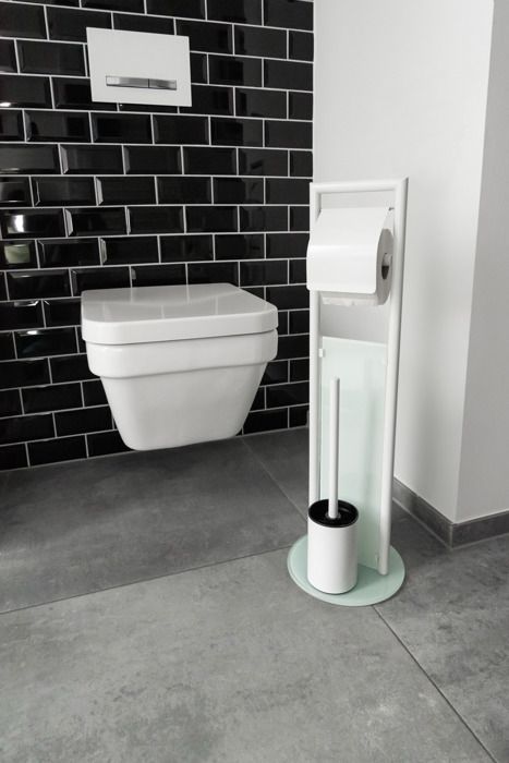 Set Accessoire WC Relaxdays - Brosse WC, Dérouleur Papier, Étagère - Chrome Rotatif 360°