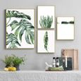 Affiche de feuilles d'aquarelle verte, plantes, tableau décoratif de Style scandinave, peintures mur 40x50cm (No frame) -XUNI24412-2