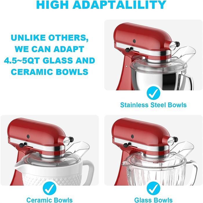 Kitty Professional Couvercle Anti-éclaboussures Pour Robot KitchenAid - Compatible 4,3L à 4,8L