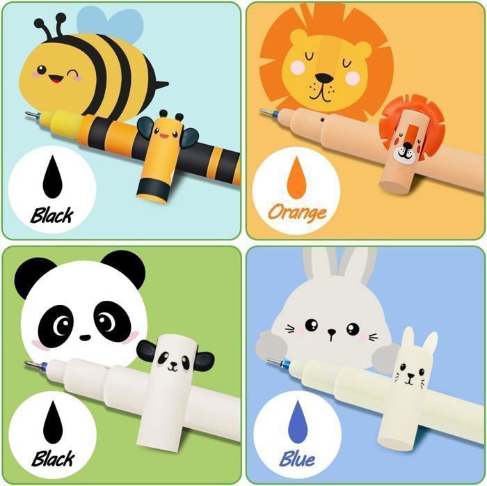 LEGAMI Lot De 22 Stylos à Encre Gel Effaçable Avec Encre Thermosensible, Gamme De Couleurs D'encre Et Motifs De Baril, Pointe De 0,7 Mm, Motifs Animaux