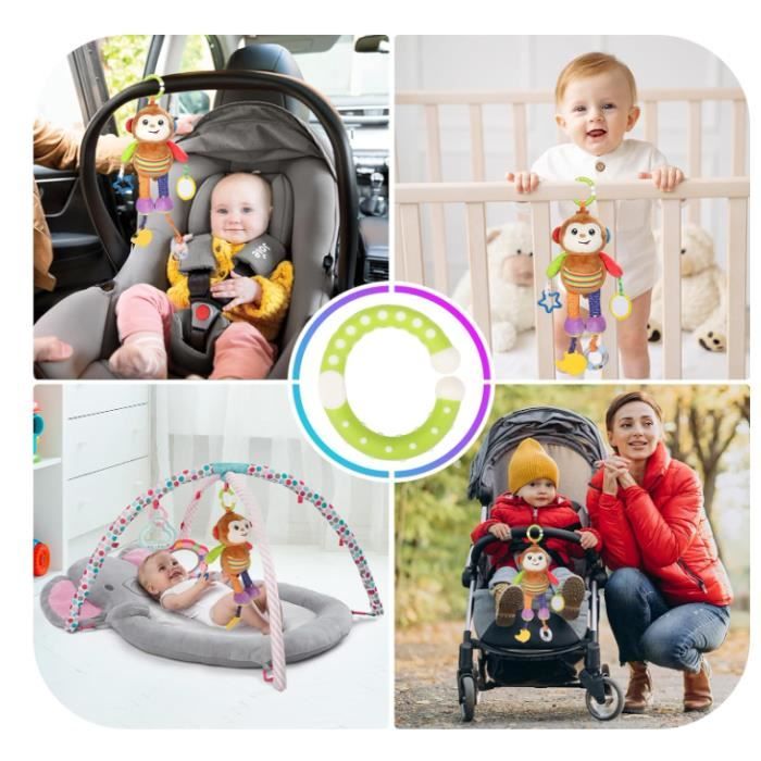 Venditer – Spirale D'activité éléphant – Jouet Suspendu Hochet Miroir – Naissance 0-12 Mois – Coton Doux – Poussette, Berceau