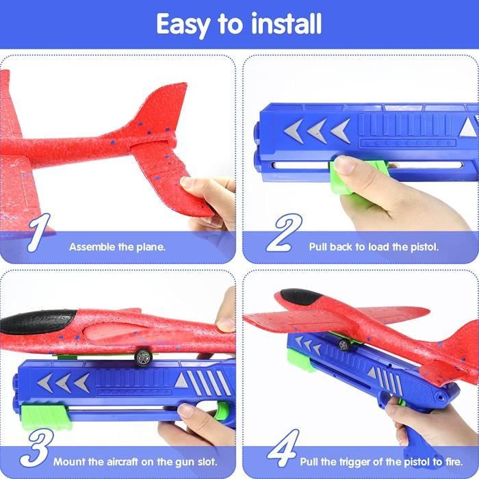 Avion en Mousse à élastique, Lance-Main Planeur Jouet extérieur, léger et Durable, kit modèle Volant, Super Cadeau pour 4-8 Ans, activité éducative garçons Filles