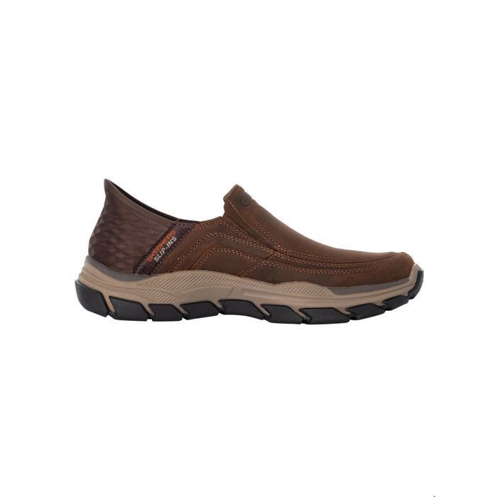 Mens brown slip on skechers hotsell
