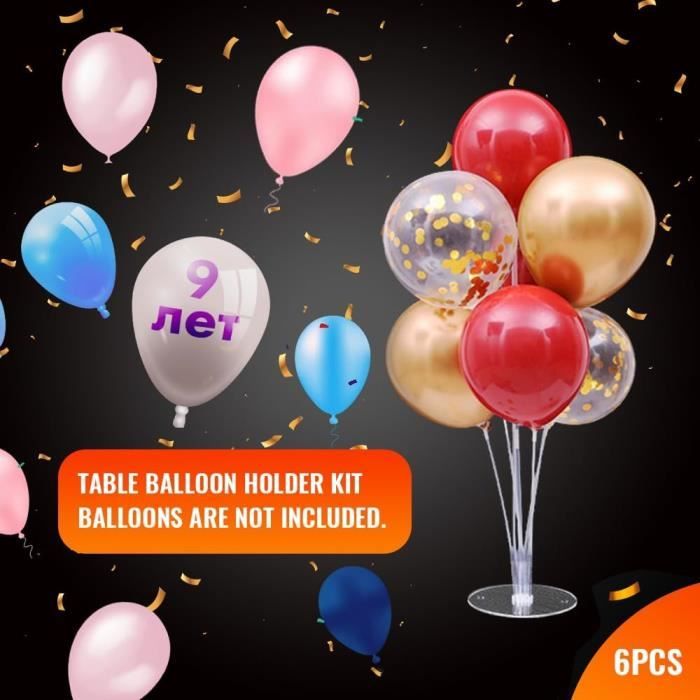 Kit de Support de ballons, 4 pcs Bâtons Ballon Transparents, Bâtons Support  de Ballon Anniversaire, Ballon Tiges Plastiques, Réutilisable Stand de