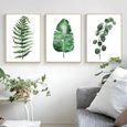 Affiche de feuilles d'aquarelle verte, plantes, tableau décoratif de Style scandinave, peintures mur 40x50cm (No frame) -XUNI24412-3