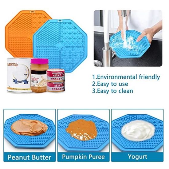 Tapis De Léchage Pour Chien Et Chat En Silicone Alimentaire - Surface Texturée, Ventouses, Facile à Nettoyer (Bleu)