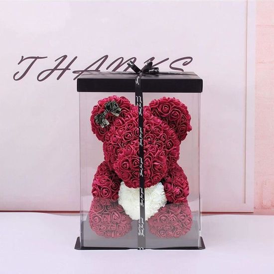 DIY 25 Cm Teddy Rose Ours Avec Boîte Artificielle PE Fleur Ours