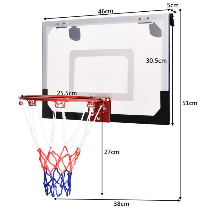 GIANETX Kit de Mini Panier de Basket Accroche sur Porte, Ballon et Pompe  Inclus Dimension 45x30CM - Cdiscount Sport