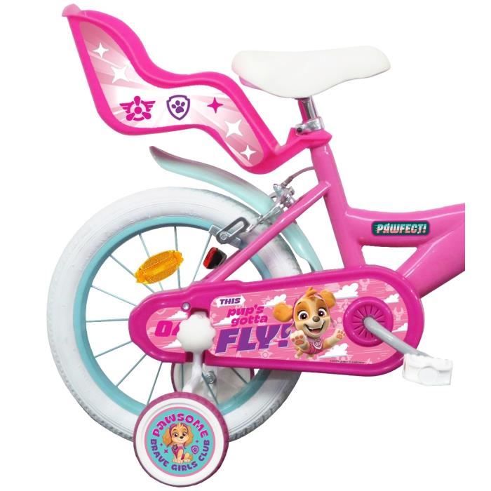 Vélo enfant Fille 16'' Stella de la Pat' Patrouille pour enfant de taille  de 100cm à 120cm avec 2 freins, porte poupée, panier avant - Cdiscount Sport