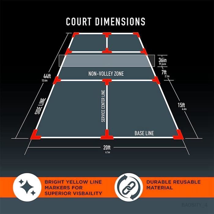 PATIKIL Kit Marquage Terrain Pickleball - 12 Marqueurs PVC Jaunes Pour Extérieur