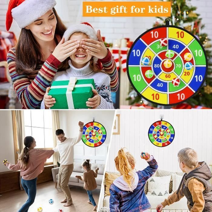 Vicloon Jeu de Fléchettes pour Enfants, Cible de Fléchettes Dinosaure Cadeaux Pliable avec 12 Balles Collantes 8 Fléchette et 2 Crochets pour Garçons et Filles de 3 à 12 Ans