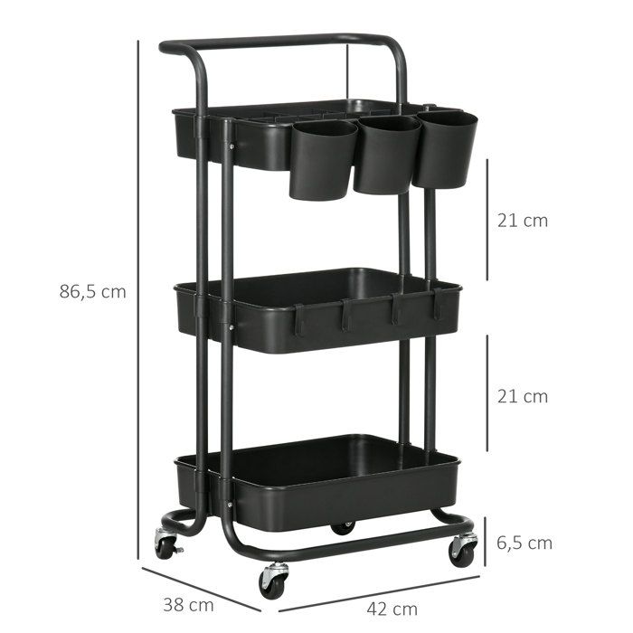 Winter Shore Etagere Rangement Étroites - Etagere Roulette à 3 Niveaux Winter Shore Etagere Rangement Étroites - Etagere Roulette à 3 Niveaux