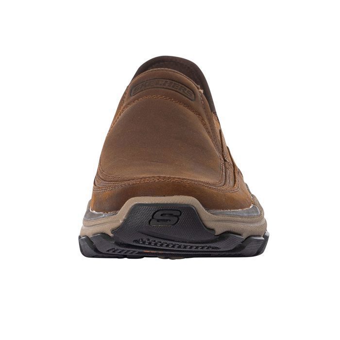 Sneakers Homme Skechers Respected Elgin Slip ins 204810 CDB en Cuir Marron a Elastique Plat Marron Cdiscount