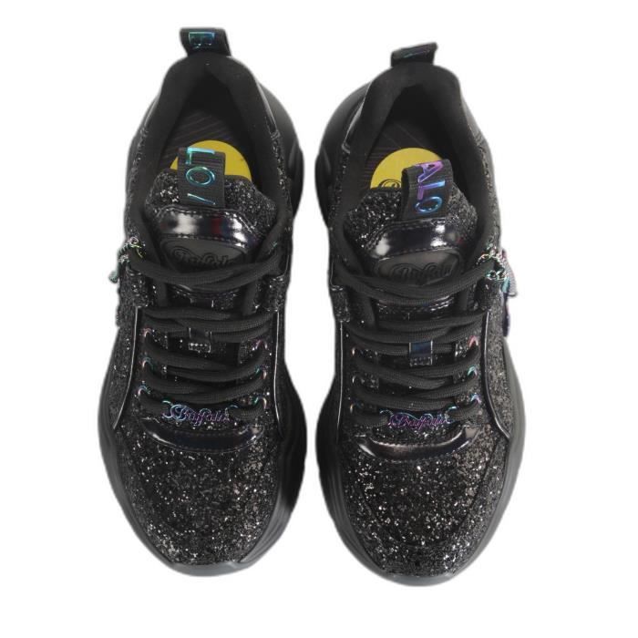 Baskets femme BUFFALO Binary noir veganes paillettes Noir Cdiscount Chaussures